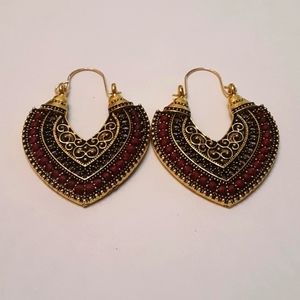 NWOT Bohemian Style Detailed Braided Drop Hoops Large